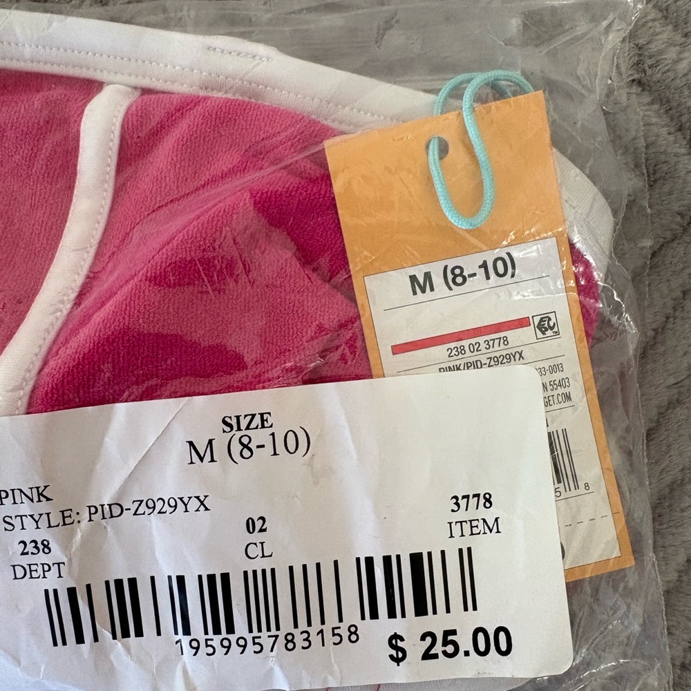 New Medium Kona Sol Pink Terry Textured Bandeau with Binding Bikini Top - Picture 9 of 11